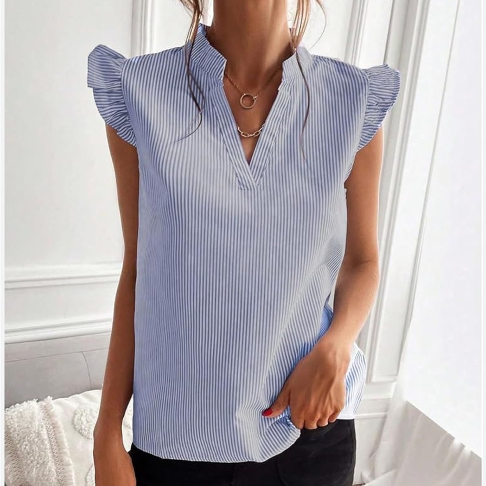 Blue & White Striped Blouse